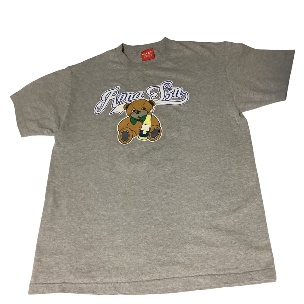 Nelk Boys Rona Season Teddy Bear Graphic T-Shirt Gray Mens‎ Large L Short Sleeve
